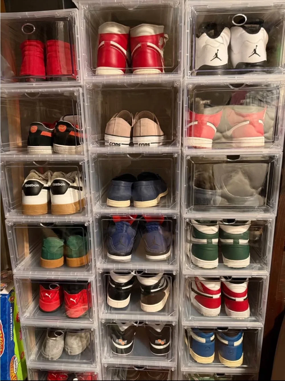 Clear Stackable Shoe Storage Boxes - Transparent Organizer Magnetic